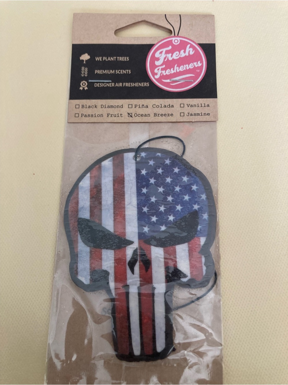 Patriotic Skull Air Freshener - Red, White & Blue